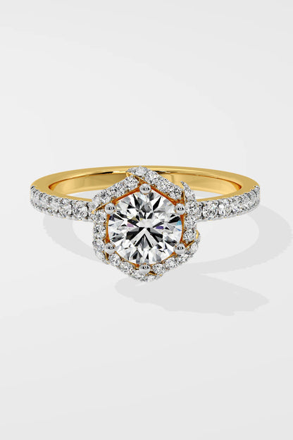 Round 1.5 CT Lab Grown Diamond Crown Diamond Band Solitaire Wedding Ring