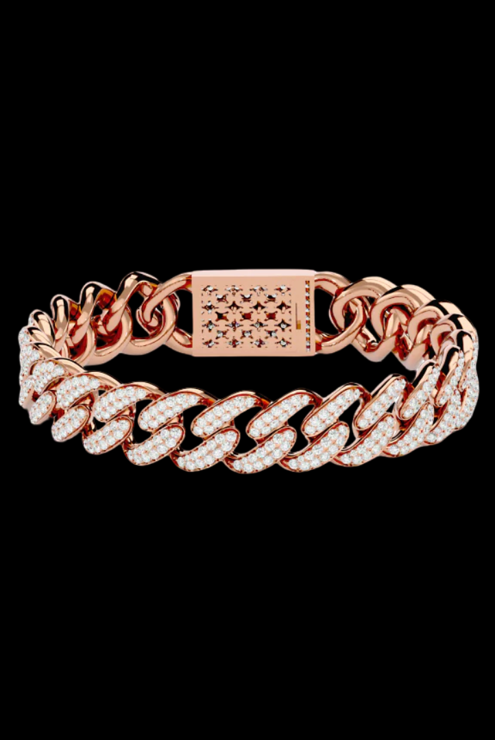 Round Cuban Miami Link Iced Out Moissanite VVS Diamond Bracelet