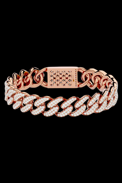 Round Cuban Miami Link Iced Out Moissanite VVS Diamond Bracelet