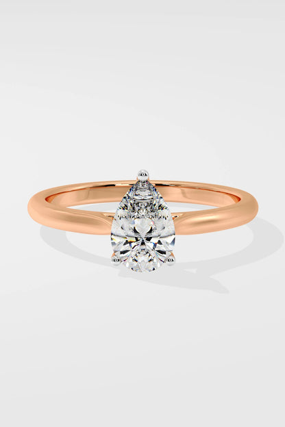Pear Cut 1 CT Lab Grown Diamond Simple Solitaire Engagement Ring