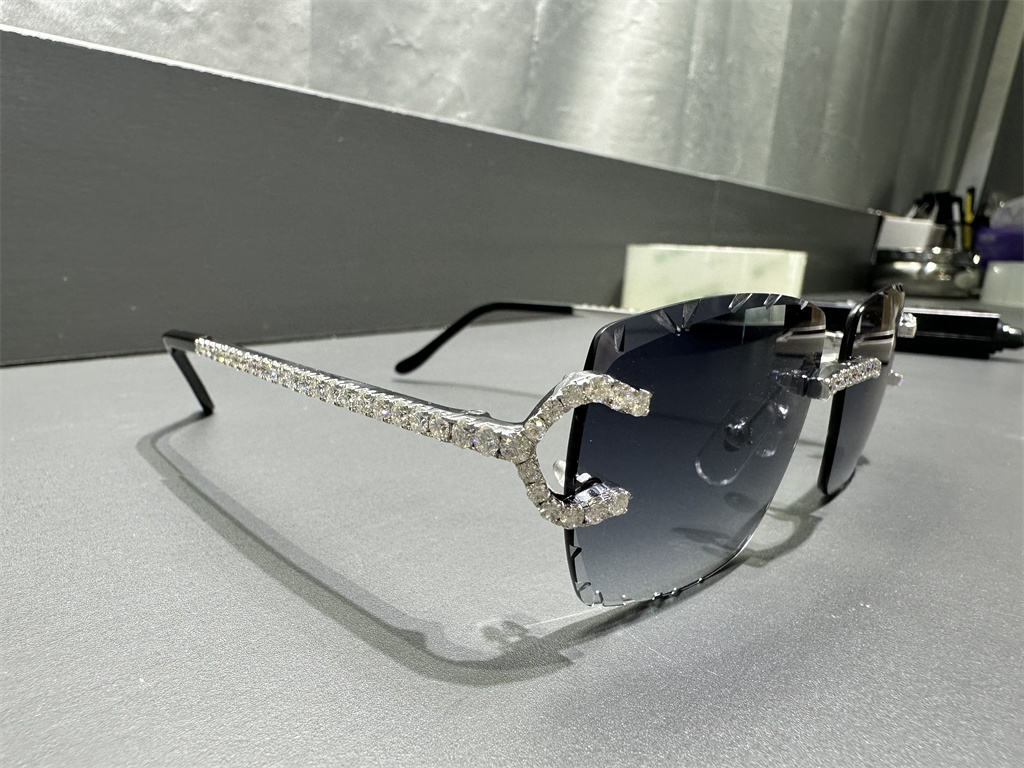 Luxury Handmade Setting and Pass Diamond Tester VVS Moissanite Diamond Sunglasses for Men Women