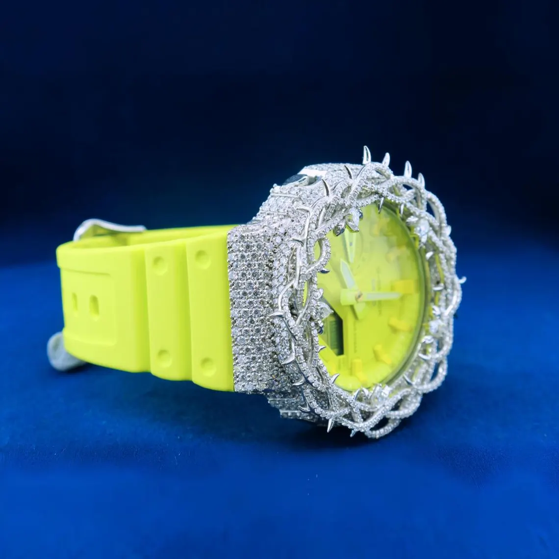 Luxury G-Shock with Full White Thrones Moissanite Diamond Watch