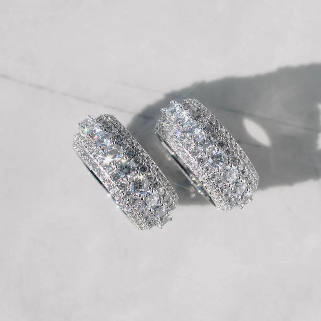 MOISSANITE VVS 0.15 CT ROUND DIAMOND ETERNITY UNISEX ICED OUT RING
