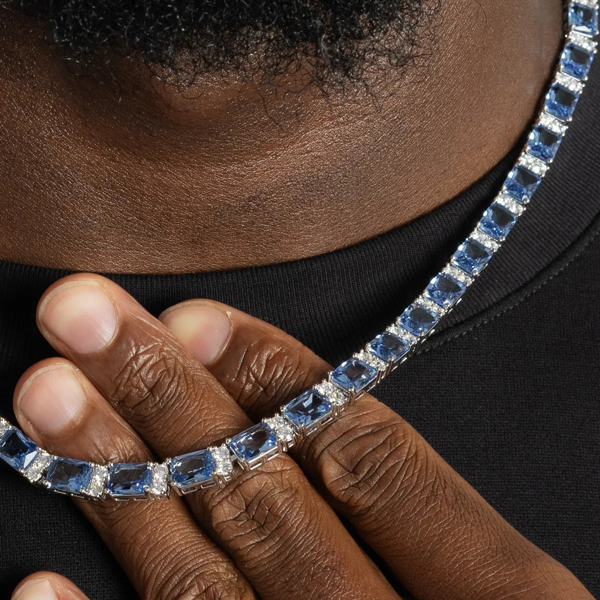 Moissanite VVS Round Diamond & Stone Emerald Cut Diamond Tennis Chain