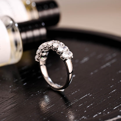 Solid Gold Crushed Ice Oval Moissanite Wedding Band, Stackable Anniversary Ring