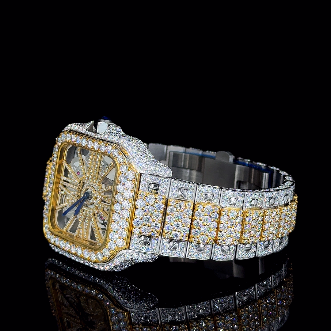 Cartier Two-Tone with Skeleton Dial Moissanite Diamond Watch