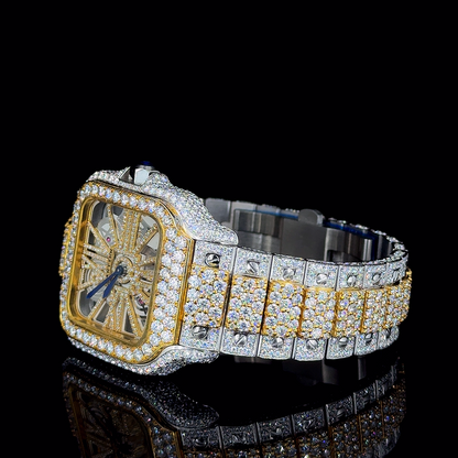 Cartier Two-Tone with Skeleton Dial Moissanite Diamond Watch