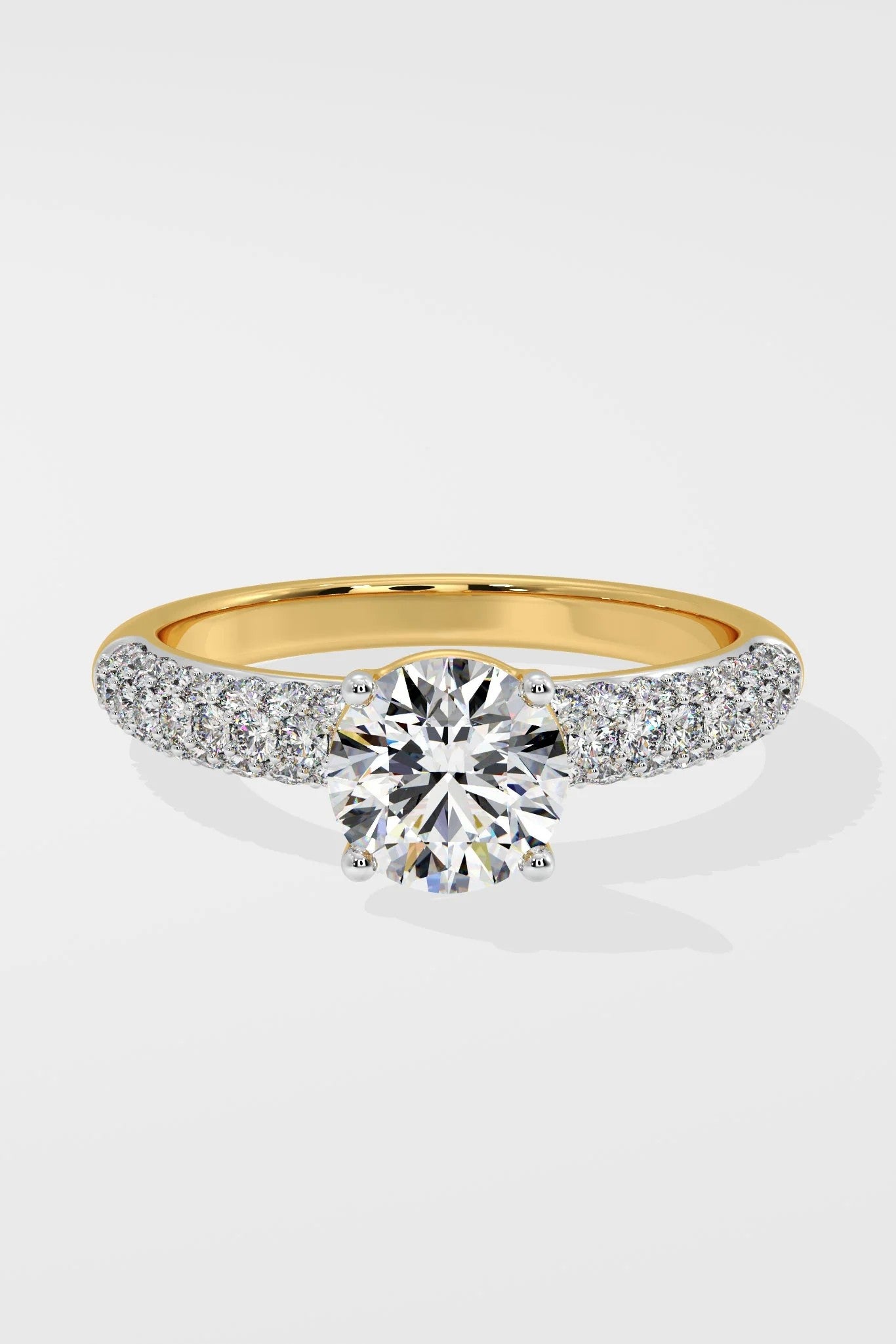 1.5 CT Lab Grown Diamond Pave Set Solitaire Engagement Diamond Ring