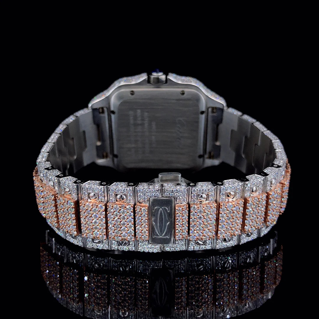 Luxury Cartier Rose White with Arabic Dial Diamond Watch