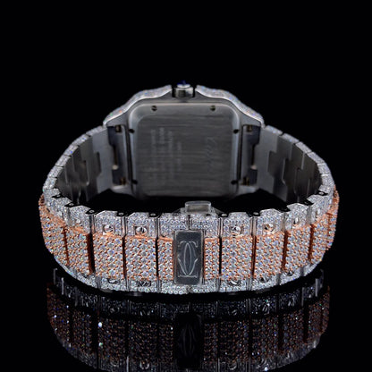 Luxury Cartier Rose White with Arabic Dial Diamond Watch