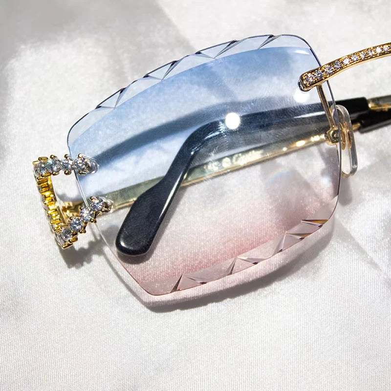 Title: Iced Out Stainless Steel Handmade Setting VVS Moissanite Diamond Glasses