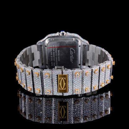 Luxury Cartier Two-Tone Silver and Gold Watch with Green Arabic Dial
