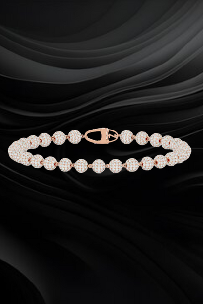 Round Iced Pearl Link Moissanite VVS Diamond Bracelet