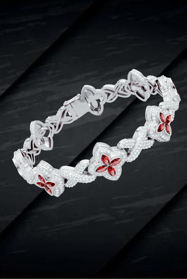 Moissanite VVS Diamond Pink Candy Enfinity Link Women's Beautiful Bracelet