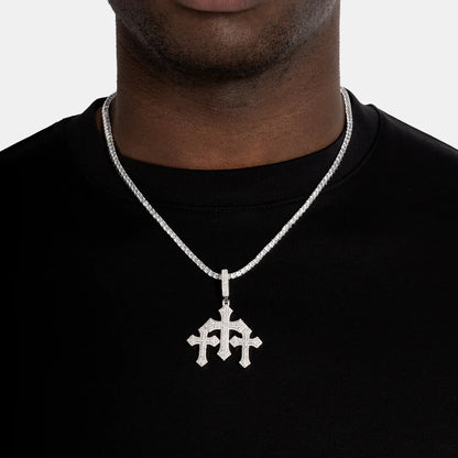 Moissanite VVS Sterling Silver Double Cross Design Pendant