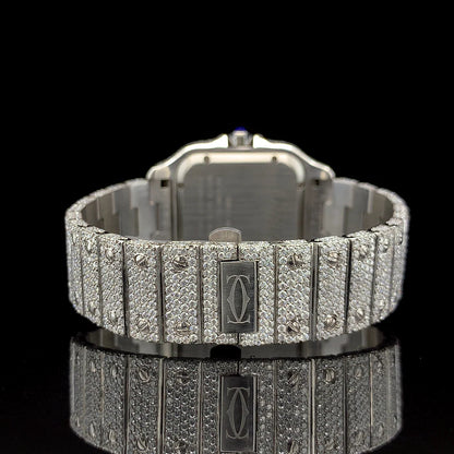 LUXURY CARTIER SILVER WITH ARABIC DIAL DIAMOND WATCH