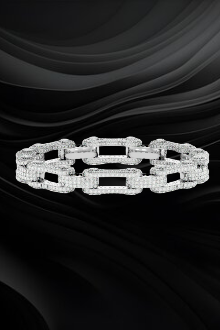 Moissanite VVS Diamond Round Chain Type Link Bracelet