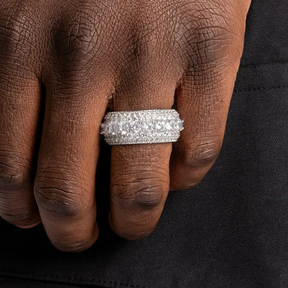 MOISSANITE VVS 0.15 CT ROUND DIAMOND ETERNITY UNISEX ICED OUT RING