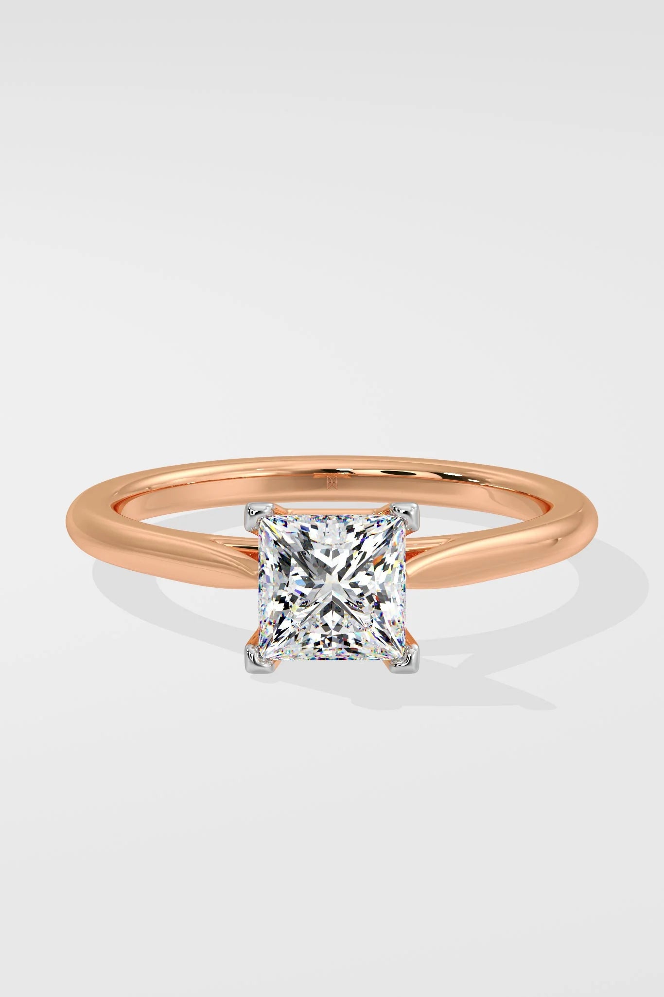 1 CT Princess Cut Lab Grown Diamond Prong Set Simple Solitaire Ring