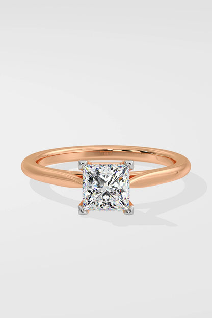 1 CT Princess Cut Lab Grown Diamond Prong Set Simple Solitaire Ring