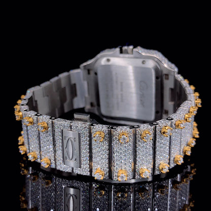 Luxury Cartier Two-Tone Gold Moissanite Diamond Watch