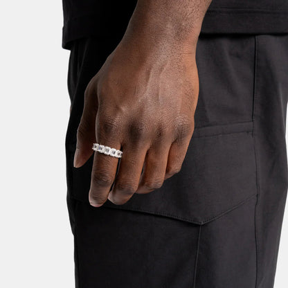 Iced Out Moissanite VVS Emerald Cut Diamond Eternity Ring