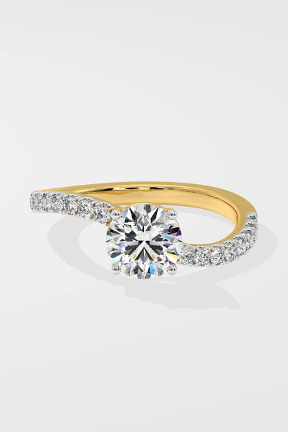 1.0 CT Round Cut Lab Grown Diamond Pave Set Solitaire Ring