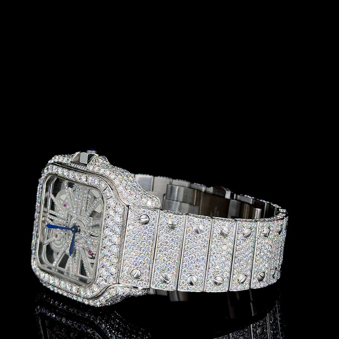 Cartier Full White with Skeleton Dial Moissanite Diamond Watch