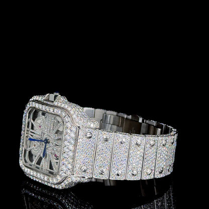 Cartier Full White with Skeleton Dial Moissanite Diamond Watch