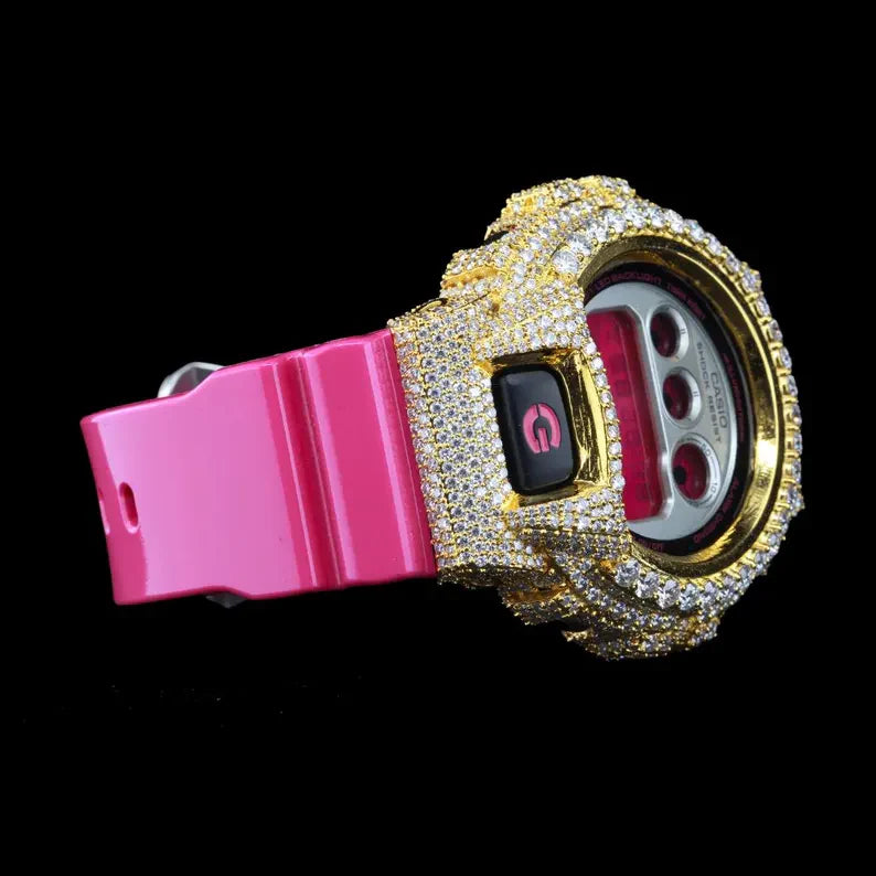Luxury G-Shock Full Yellow Case Moissanite Diamond Watch