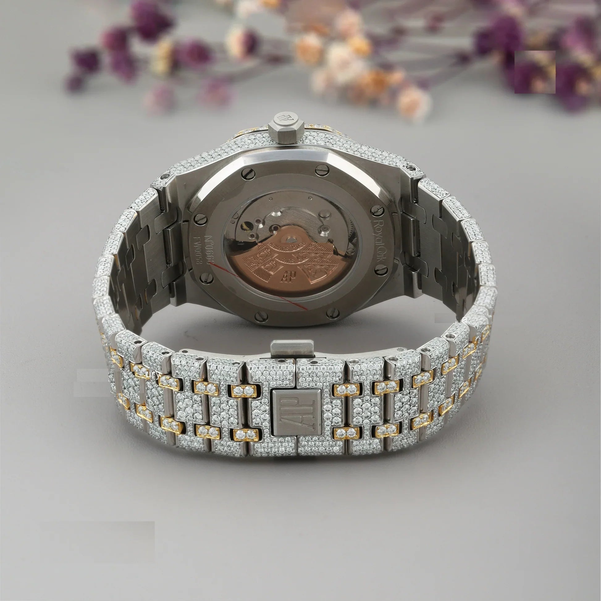 AP Gold Fully Iced-Out Moissanite Diamond Watch