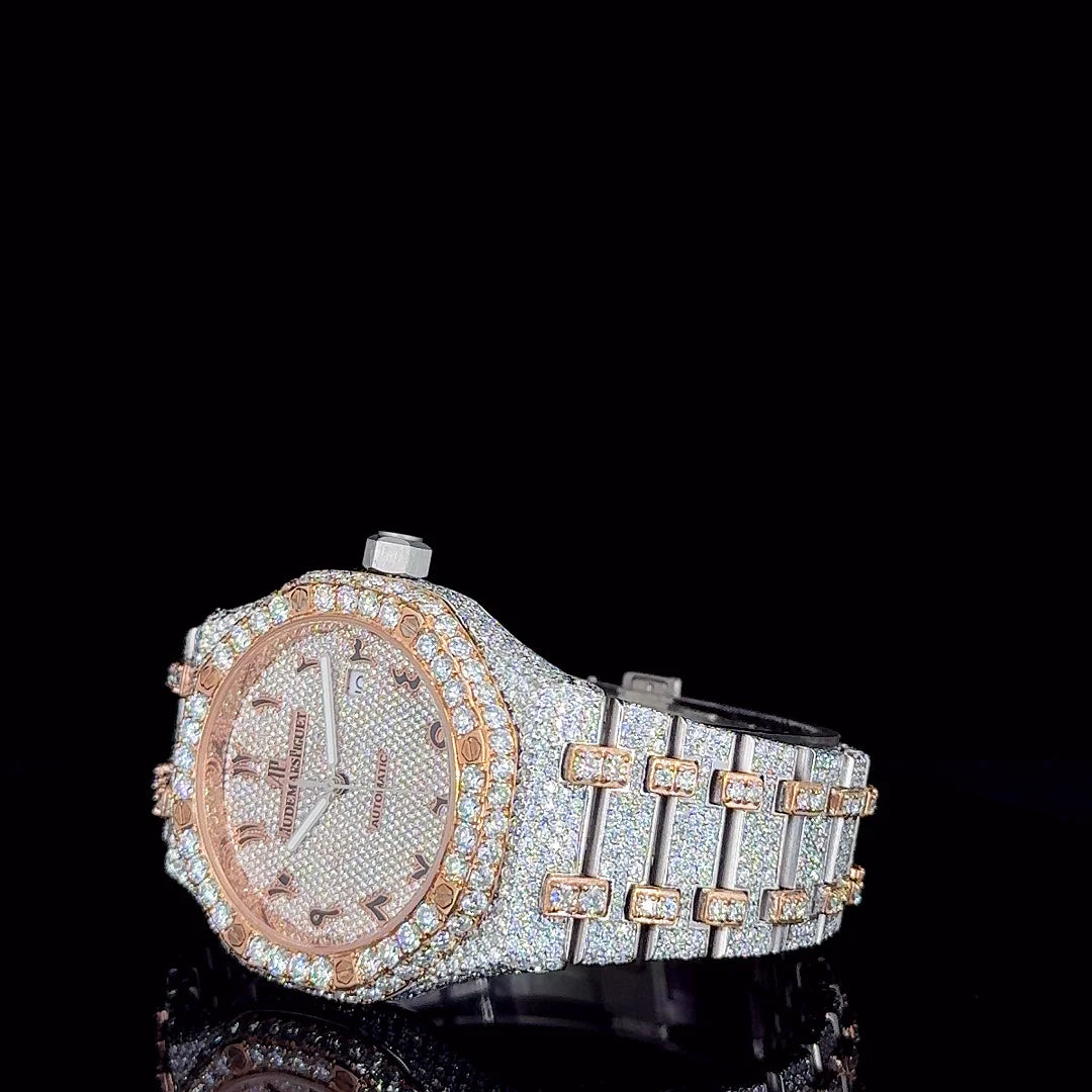 AP Luxury Rose White with Arabic Dial Moissanite Diamond Watch