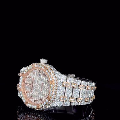 AP Luxury Rose White with Arabic Dial Moissanite Diamond Watch