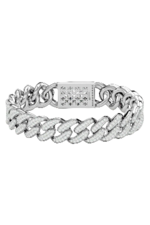 Round Cuban Miami Link Iced Out Moissanite VVS Diamond Bracelet