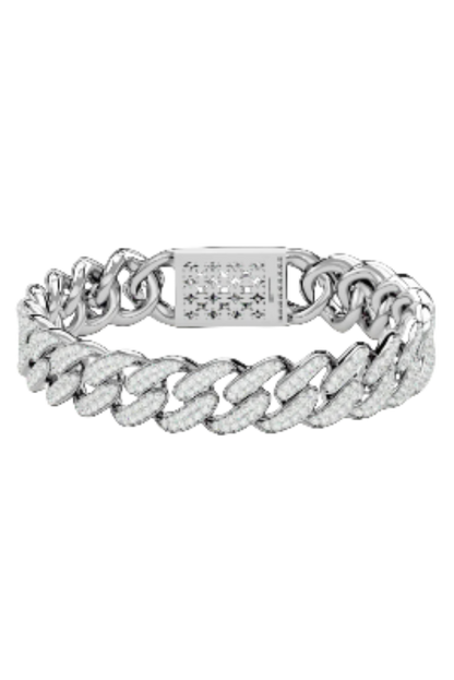 Round Cuban Miami Link Iced Out Moissanite VVS Diamond Bracelet