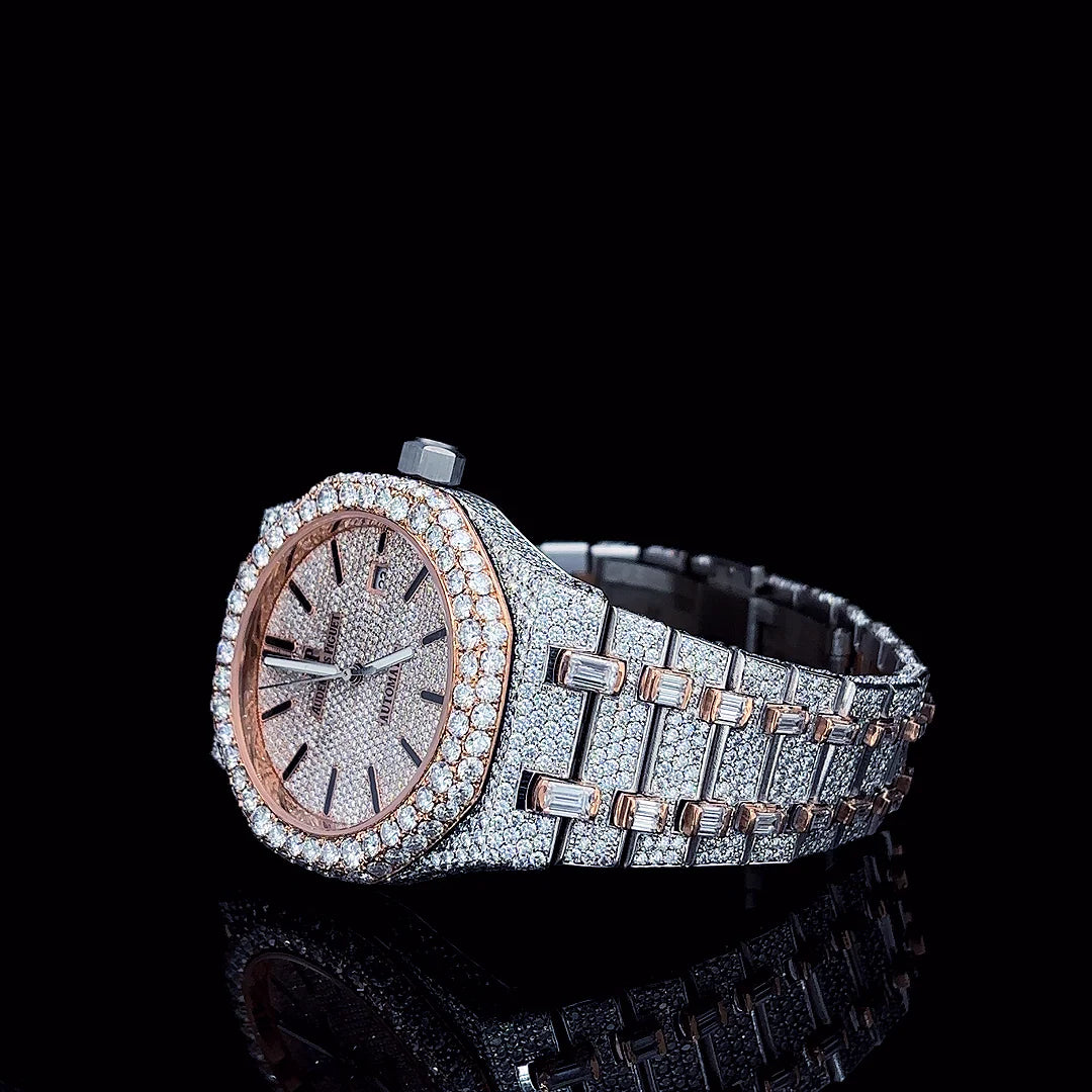 AP Rose Gold Two-Tone with Stick Dial Moissanite Diamond Watch