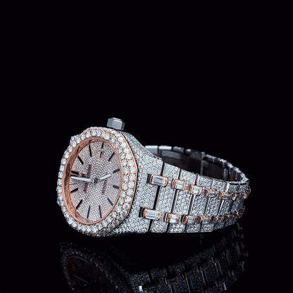 AP Rose Gold Two-Tone with Stick Dial Moissanite Diamond Watch