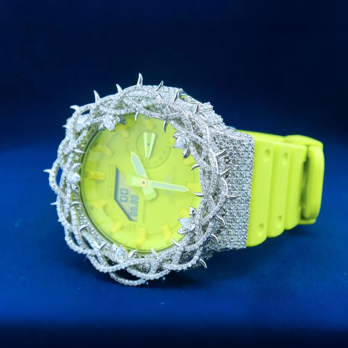 Luxury G-Shock with Full White Thrones Moissanite Diamond Watch