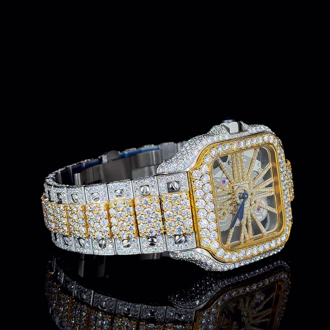 Cartier Two-Tone with Skeleton Dial Moissanite Diamond Watch