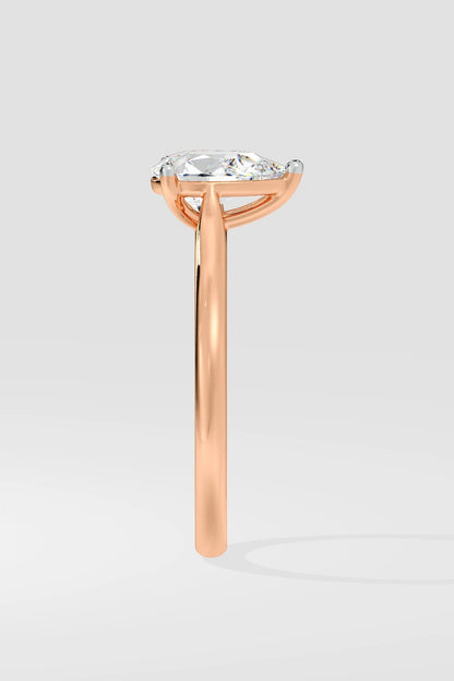 Pear Cut 1 CT Lab Grown Diamond Simple Solitaire Engagement Ring