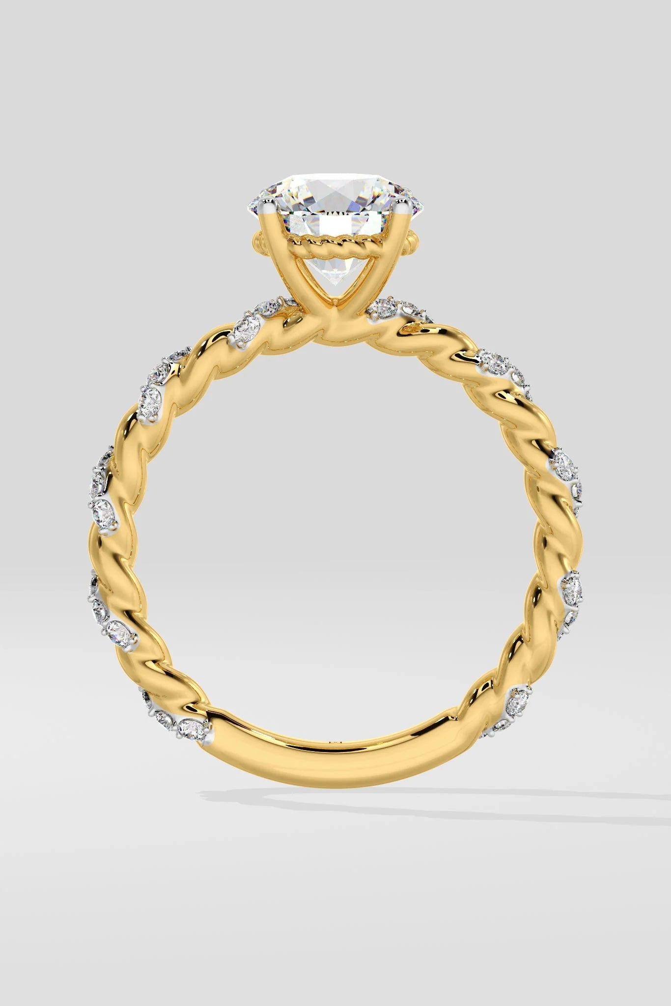 1 CT Round Cut Lab Grown Diamond Twist Diamonds Solitaire Engagement Ring