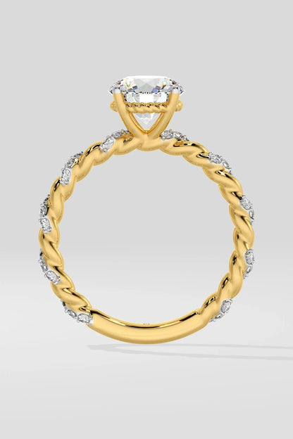 1 CT Round Cut Lab Grown Diamond Twist Diamonds Solitaire Engagement Ring
