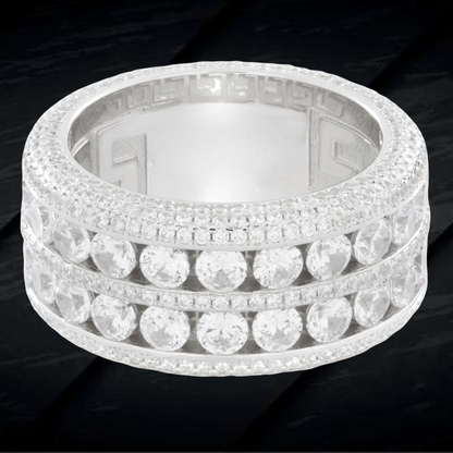 Custom 2 Band Round Cut VVS Moissanite Cluster Diamond Ring