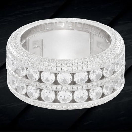 Custom 2 Band Round Cut VVS Moissanite Cluster Diamond Ring