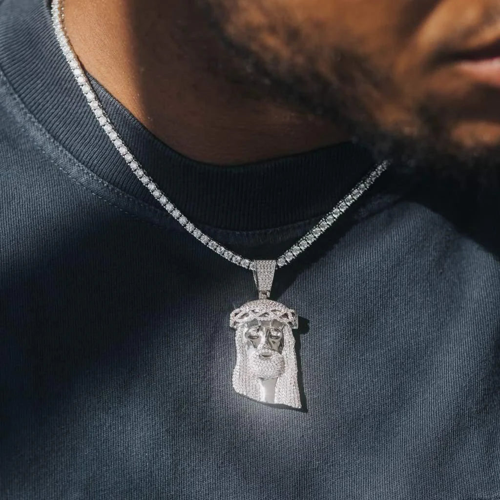Moissanite VVS Sterling Silver Iced Out Jesus God Pendant