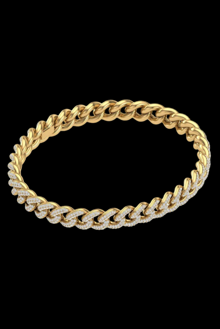 Cuban Link Round Moissanite VVS Diamond Bracelet