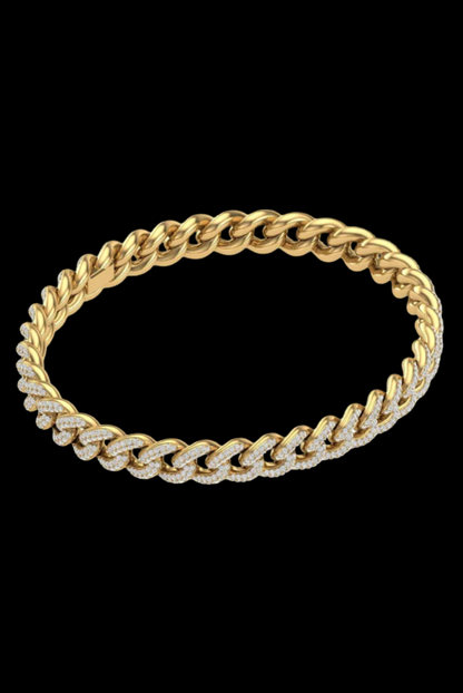 Cuban Link Round Moissanite VVS Diamond Bracelet