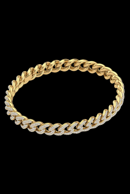 Cuban Link Round Moissanite VVS Diamond Bracelet