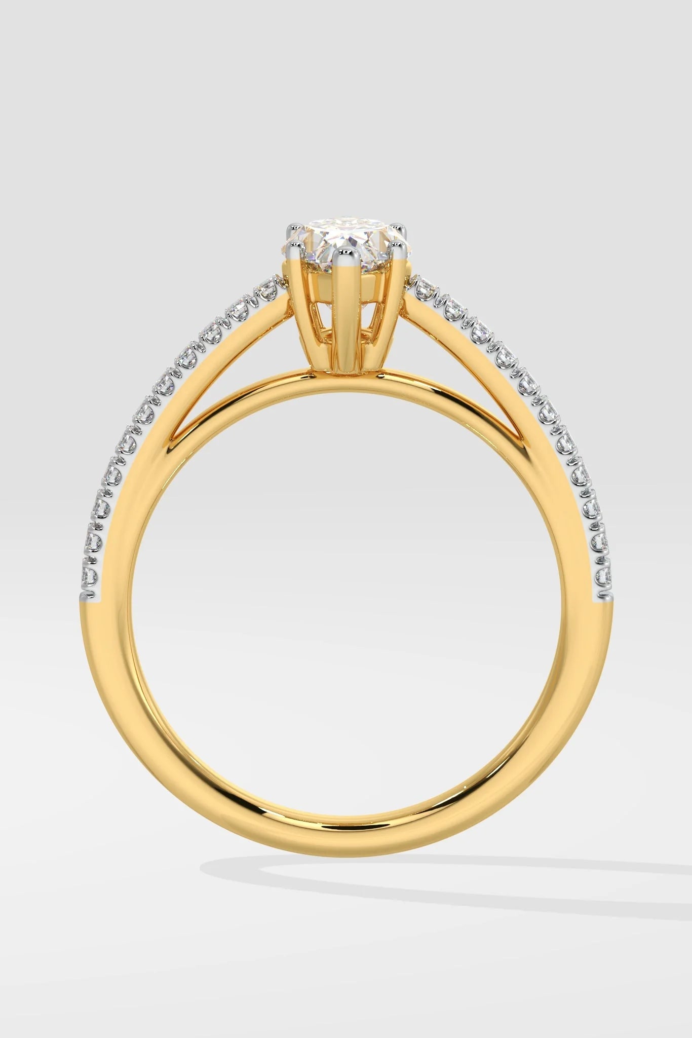 Elegant 1 CT Marquise-Cut Lab-Grown Diamond 6-Prong Pave-Set Solitaire Ring