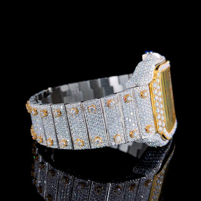 Luxury Cartier Two-Tone Silver and Gold Watch with Green Arabic Dial